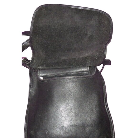 COACH 90s Vintage Black Legacy Saddle Leather Hippie Flap Crossbody Shoulder Bag - Picture 4 of 7